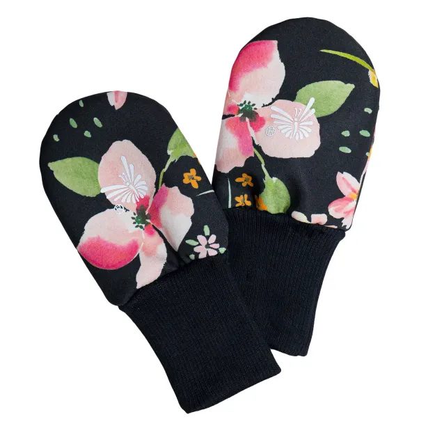 ESITO Rukavice softshell bezpalcové Spring flowers - černá