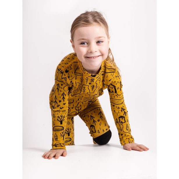 Unuo, Dětské merino legíny Nature, Hořčicová, Město