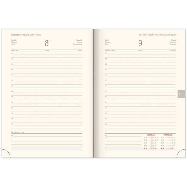 NOTIQUE Denní diář Rivoli 2026, šedý, 15 x 21 cm