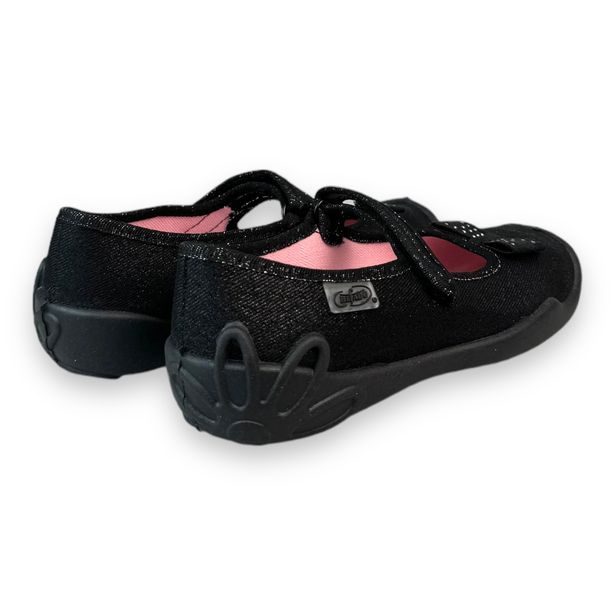 Dívčí balerínky, domácí obuv Befado - černé, mašlička
