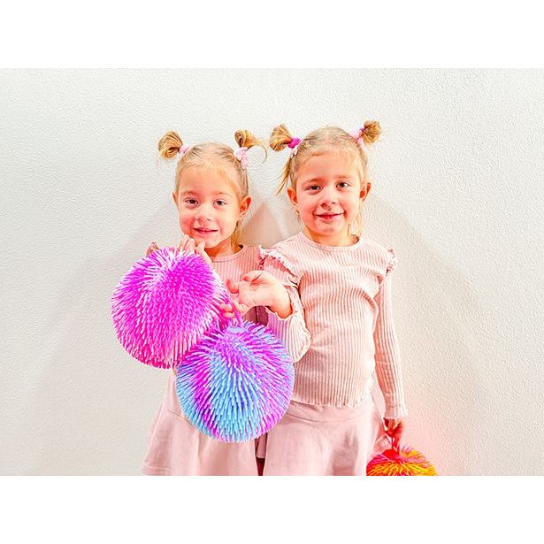 SPORTO Střapatý duhový míč se světlem - růžovo bílý