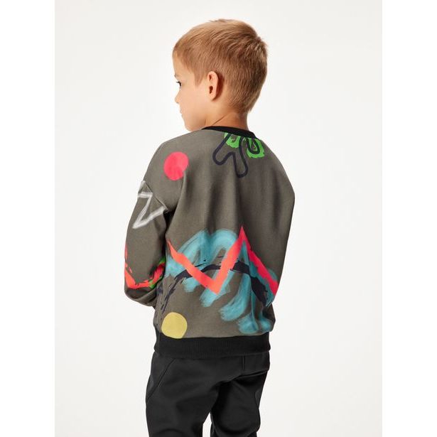 Unuo, Dětská bavlněná mikina, Khaki, Fantazie