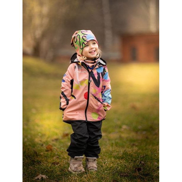 Unuo, Dětská softshellová bunda s fleecem Basic, Meruňková, Fantazie