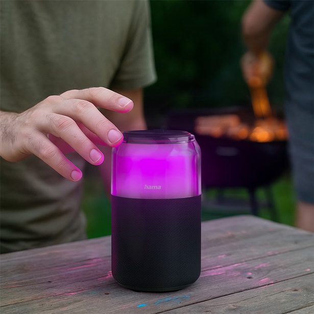 Hama Can Speaker, Bluetooth reproduktor ve tvaru plechovky, 5 W, 4 světelné režimy