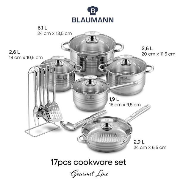 BLAUMANN Sada nádobí nerez 17 ks Jumbo Gourmet Line BL-4119