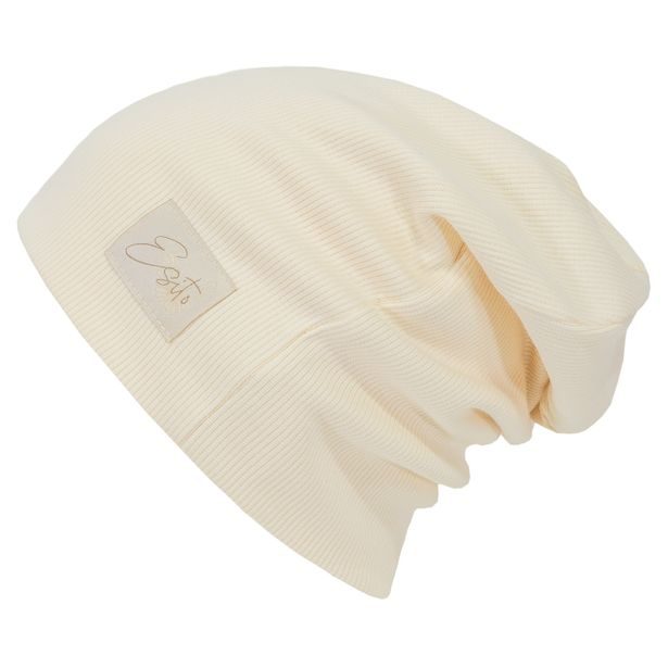 ESITO Žebrovaná čepice spadená Color Cream - smetanová