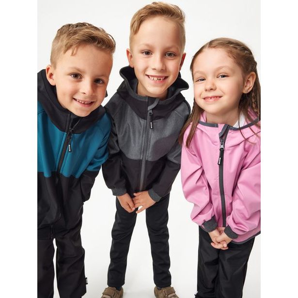 Unuo, Dětská softshellová bunda bez zateplení pružná Basic, Starorůžová