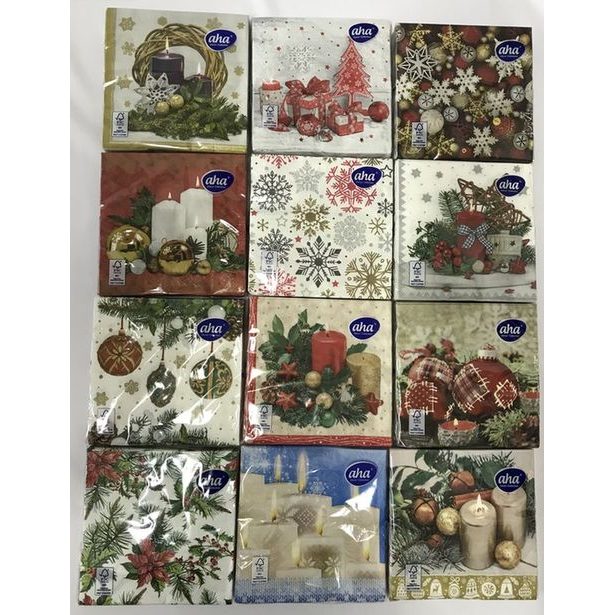 ubrousky 3vr.,20ks,33x33cm,AHA vánoce, MIX dekorů