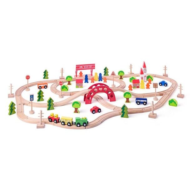 Vláčkodráha s mostem a zastávkou, 90 dílů