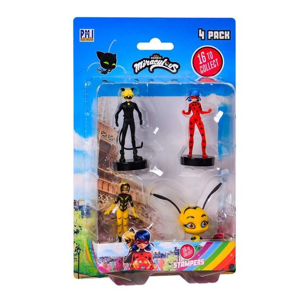 Miraculous: Beruška a černý kocour- razítka 4 ks figurka Ast.
