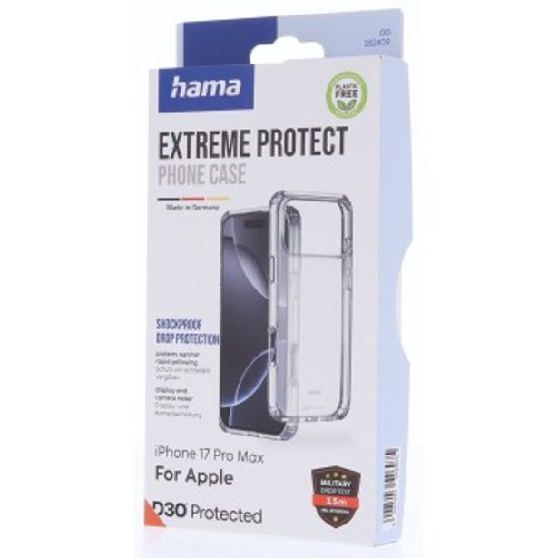 Hama Extreme Protect, kryt pro Apple iPhone 17 Pro Max, materiál D3O®, nežloutne, průhledný