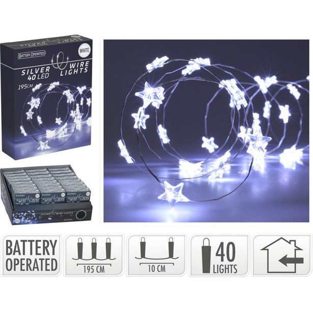 řetěz 195cm, 40LED, vnitřní, bílé led