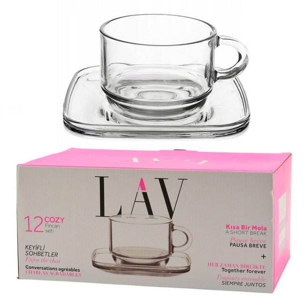 šapo 270ml, 6ks, COZY, hran.podšálek, stoh.hrnek, sklo