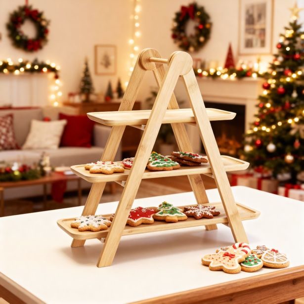 EXCELLENT HOUSEWARE Etažér servírovací 3 patra dřevěný KO-784610520