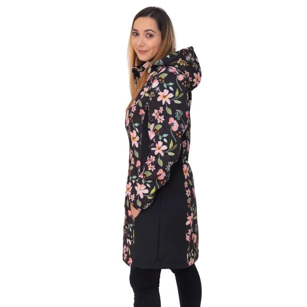 ESITO Dámský jarní softshellový kabát Spring flowers - černá