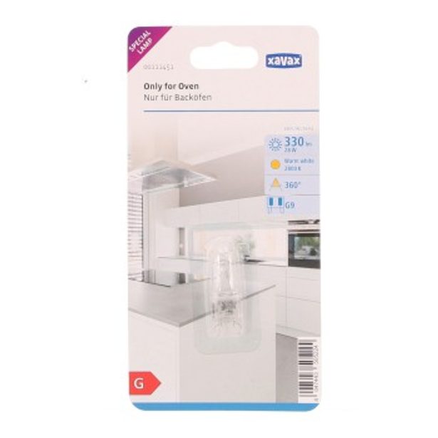 Xavax žárovka halogenová, žáruvzdorná do 300°C (pro trouby, grily, sušičky), G9, 28 W, čirá