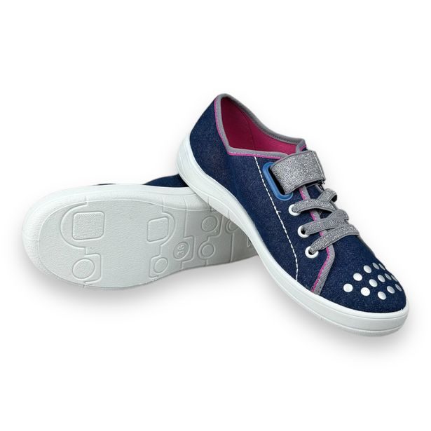 Dívčí tenisky Befado - modré se cvočky