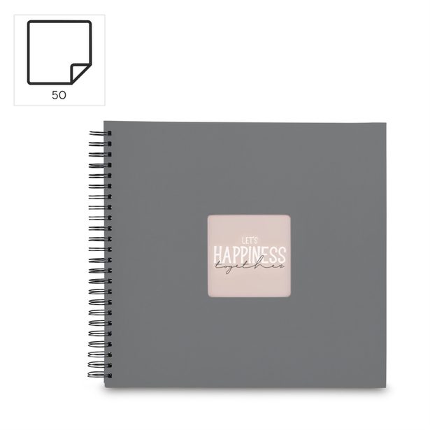 Hama album klasické spirálové FINE ART 36x32 cm, 50 stran, kamenná šedá, černé listy