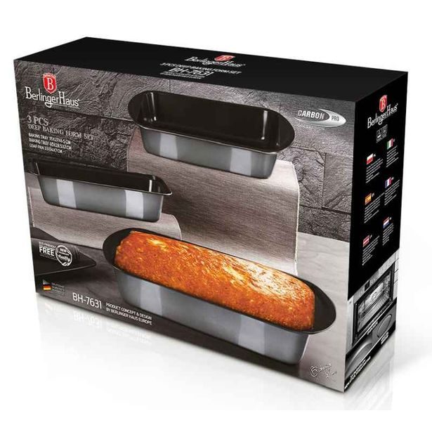 BERLINGERHAUS Plechy a forma na pečení s titanovým povrchem sada 3 ks Carbon PRO Line BH-7631