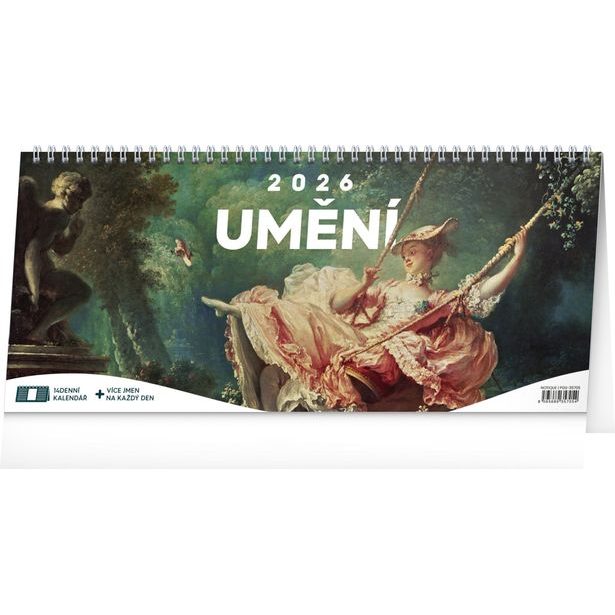 NOTIQUE Stolní kalendář Umění 2026 – 14denní, 33 x 14,5 cm