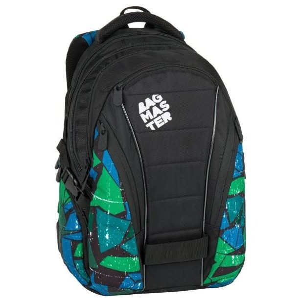 Studentský batoh pro kluky Bagmaster BAG 7 F BLACK/GREEN/BLUE