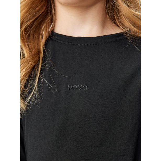 Unuo Dětské merino triko s dlouhým rukávem, Černá