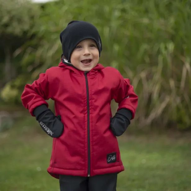 ESITO Dětská zimní softshellová bunda s beránkem Red