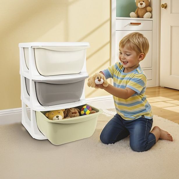 DOLU Dětský plastový regál se 3 šuplíky, 36,5x58,5x38 cm