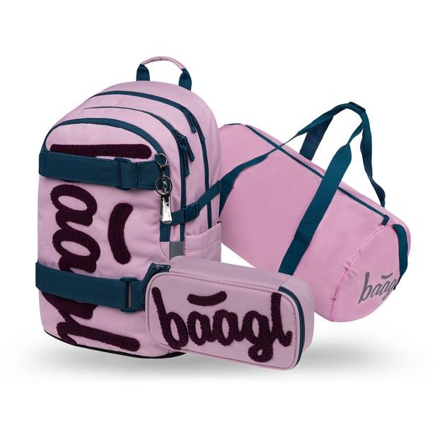BAAGL SET 3 Skate Rose: batoh, penál, sportovní taška GRS