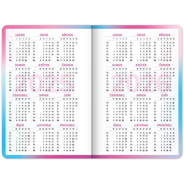 NOTIQUE Školní diář Růžový (září 2025 – prosinec 2026), 9,8 x 14,5 cm