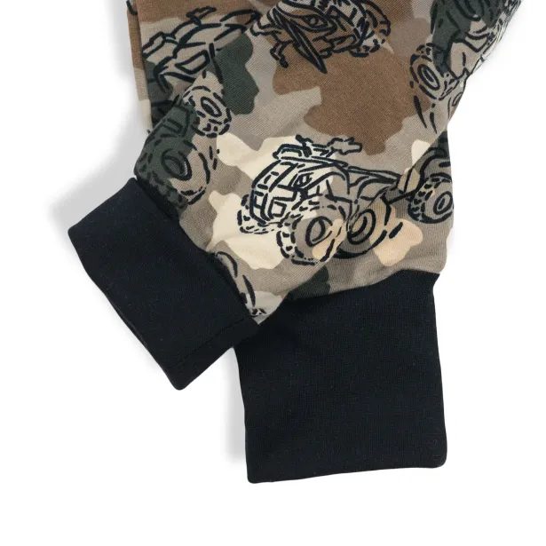 ESITO Dětské tepláky s vysokým pasem Čtyřkolky - hnědá