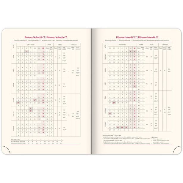 Týdenní diář Vivella Top 2025, oranžový, 15 × 21 cm