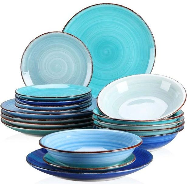 HIT Jídelní sada talířů 18 ks AZURE modrá HT-24327132