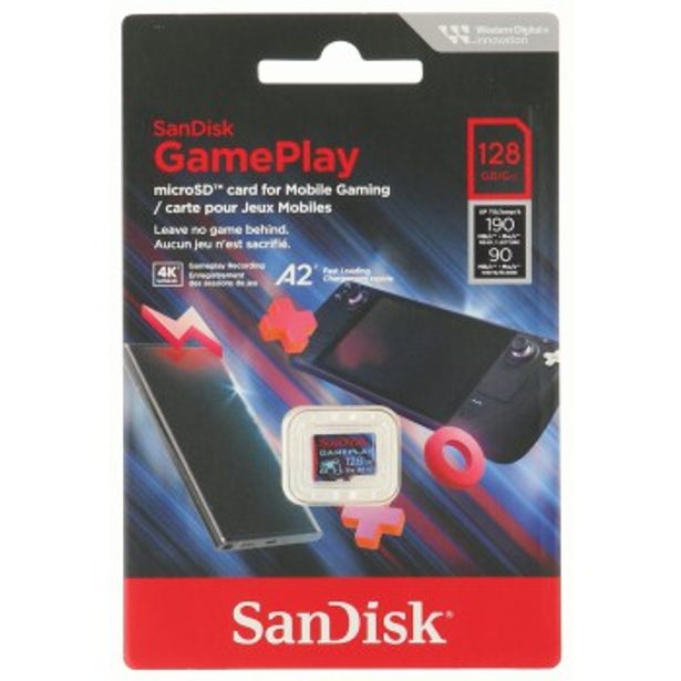 SanDisk GamePlay microSDXC UHS-I Card, 128 GB Gaming microSDXC, 190 MB/s (čtení), 130 MB/s (zápis)
