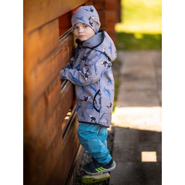 Unuo, Dětské softshellové kalhoty bez zateplení pružné Sporty, Smaragdová