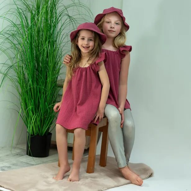 ESITO Dívčí mušelínové šaty Ruby red - rubínová / 80 - 86