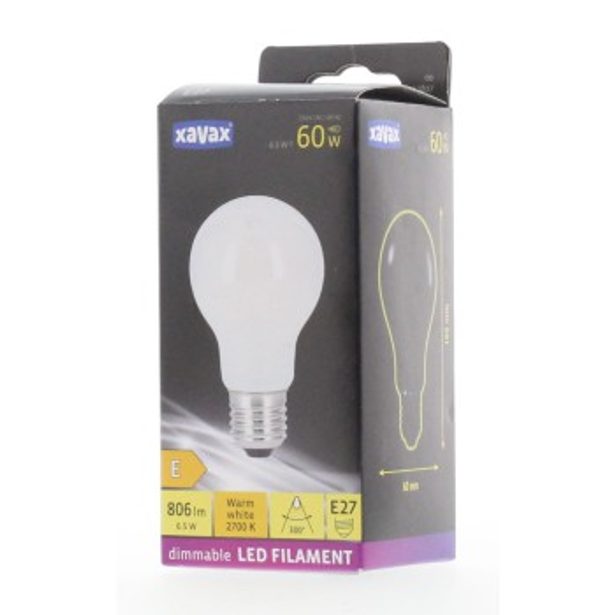 Xavax LED Filament, E27, 806 lm Replaces 60 W, Incand. Bulb, warm wh., matt,Dimm.