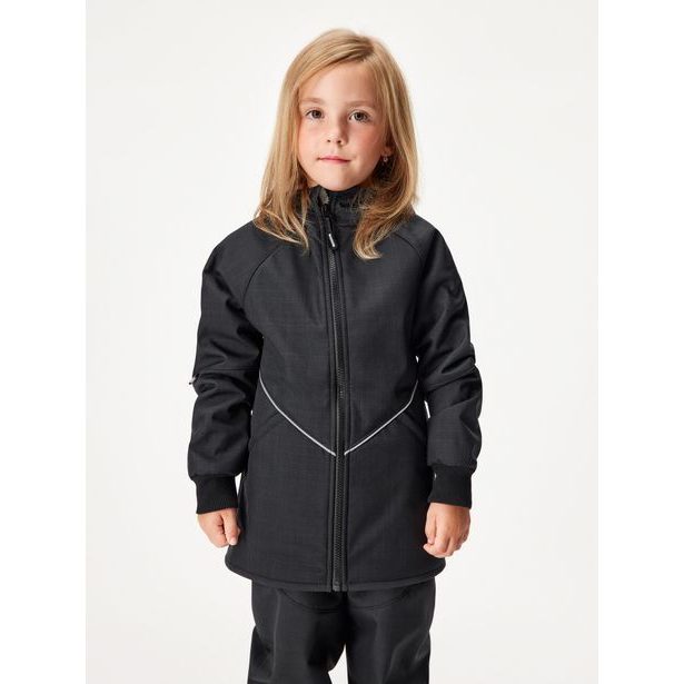 Unuo, Dětská softshellová bunda s beránkem, Černá Žíhaná