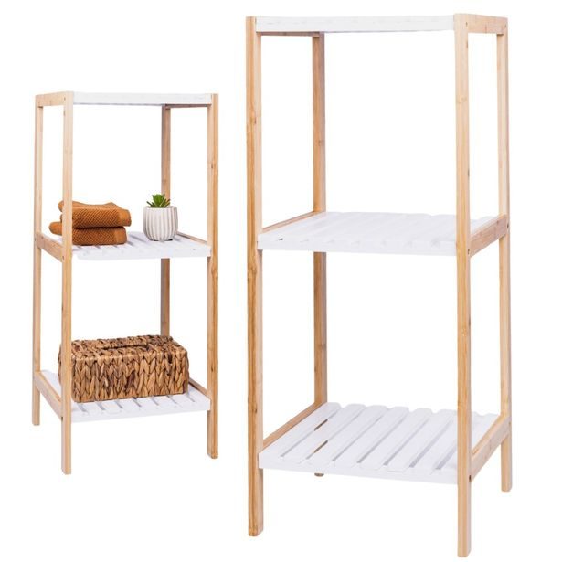 HOMESTYLING Policový regál do koupelny dřevěný 79 cm KO-784200930