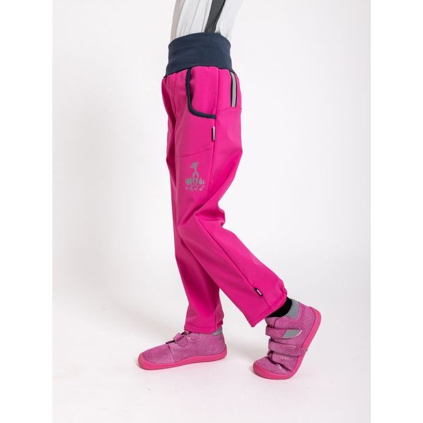 unuo softshellové kalhoty s fleecem Fuchsiové + reflexní obrázek Evžen (Softshell kids trousers)