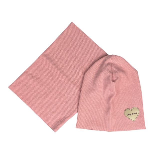 Dětský set (čepice + nákrčník), MY MIMI - Starorůžová