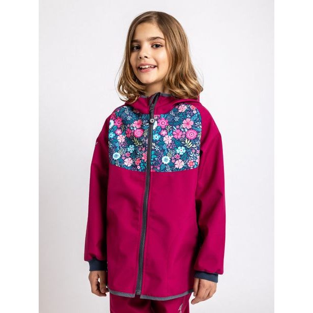 unuo Softshellová bunda bez zateplení Květinky malinová (Unuo softshell jacket)