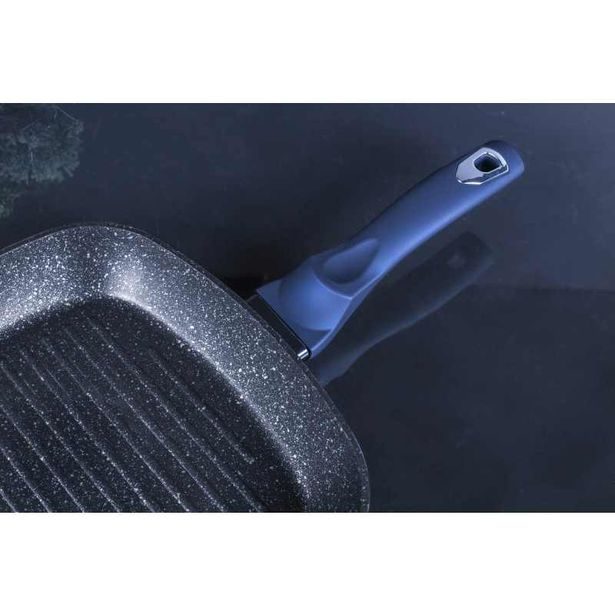 BERLINGERHAUS Grilovací pánev s mramorovým povrchem a poklicí 28 cm Aquamarine Metallic Line BH-7028