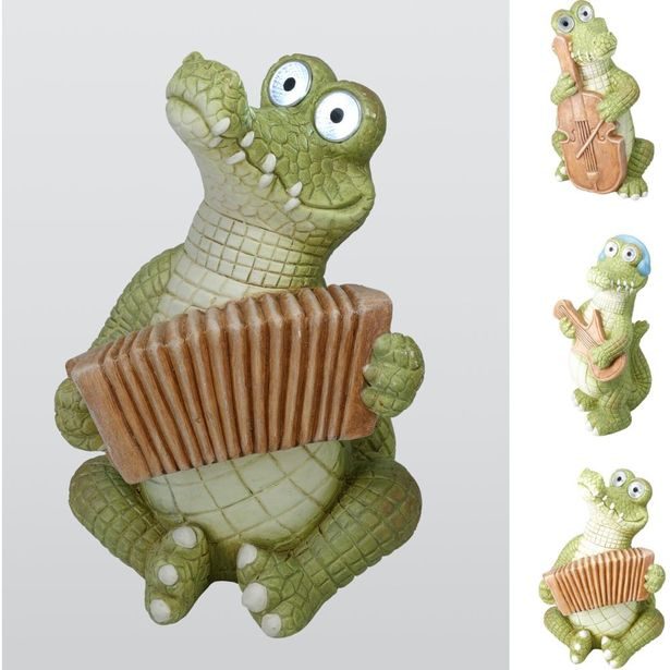 PROGARDEN Zahradní dekorace krokodýl s kytarou solární 41 cm KO-795250660kyta
