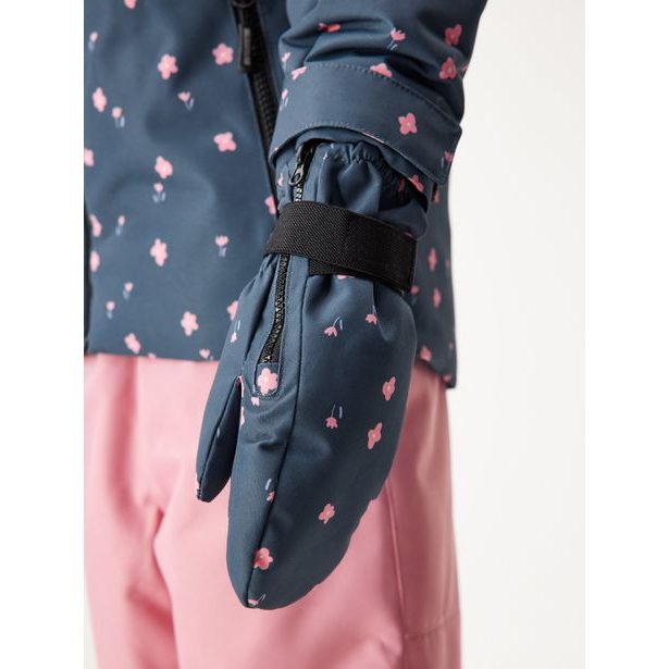 Unuo, Dětské zimní rukavice Polar, Černá, Květiny
