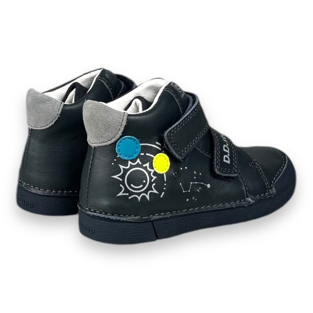 DDstep kožené kotníkové boty s LED blikačkou - Tmavě modré