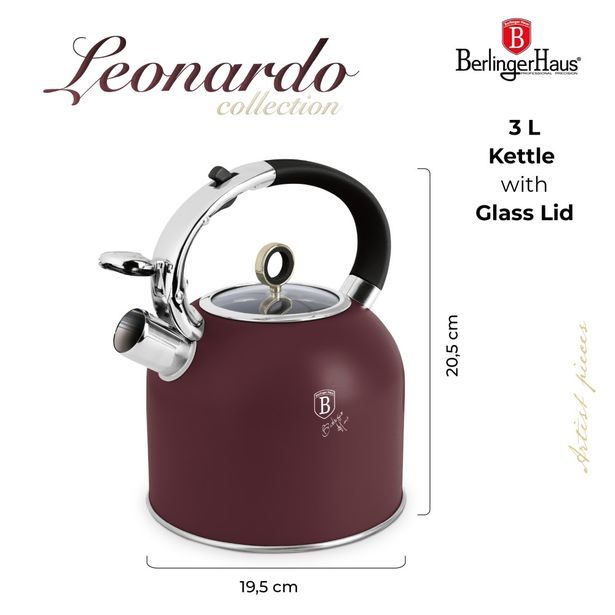 BERLINGERHAUS Konvice se skleněným víkem 3 l Leonardo Collection BH-8919