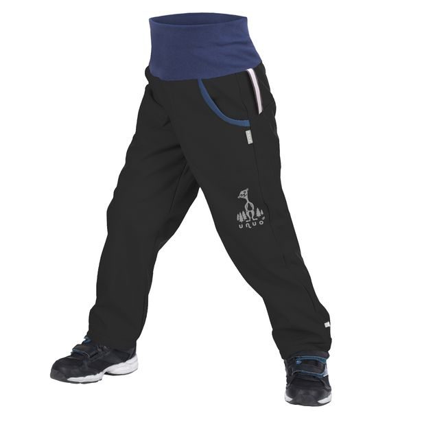 unuo softshellové kalhoty s fleecem Černé + reflexní obrázek Evžen (Softshell kids trousers)