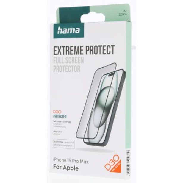 Hama Extreme Protect, ochranné sklo na displej pro Apple iPhone 15 Pro Max, licence D3O