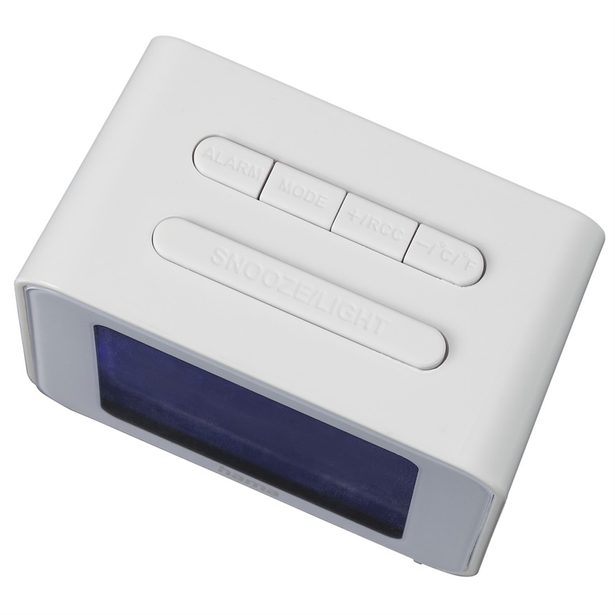 Hama Cube, digitální budík, řízený rádiovým signálem, bílý